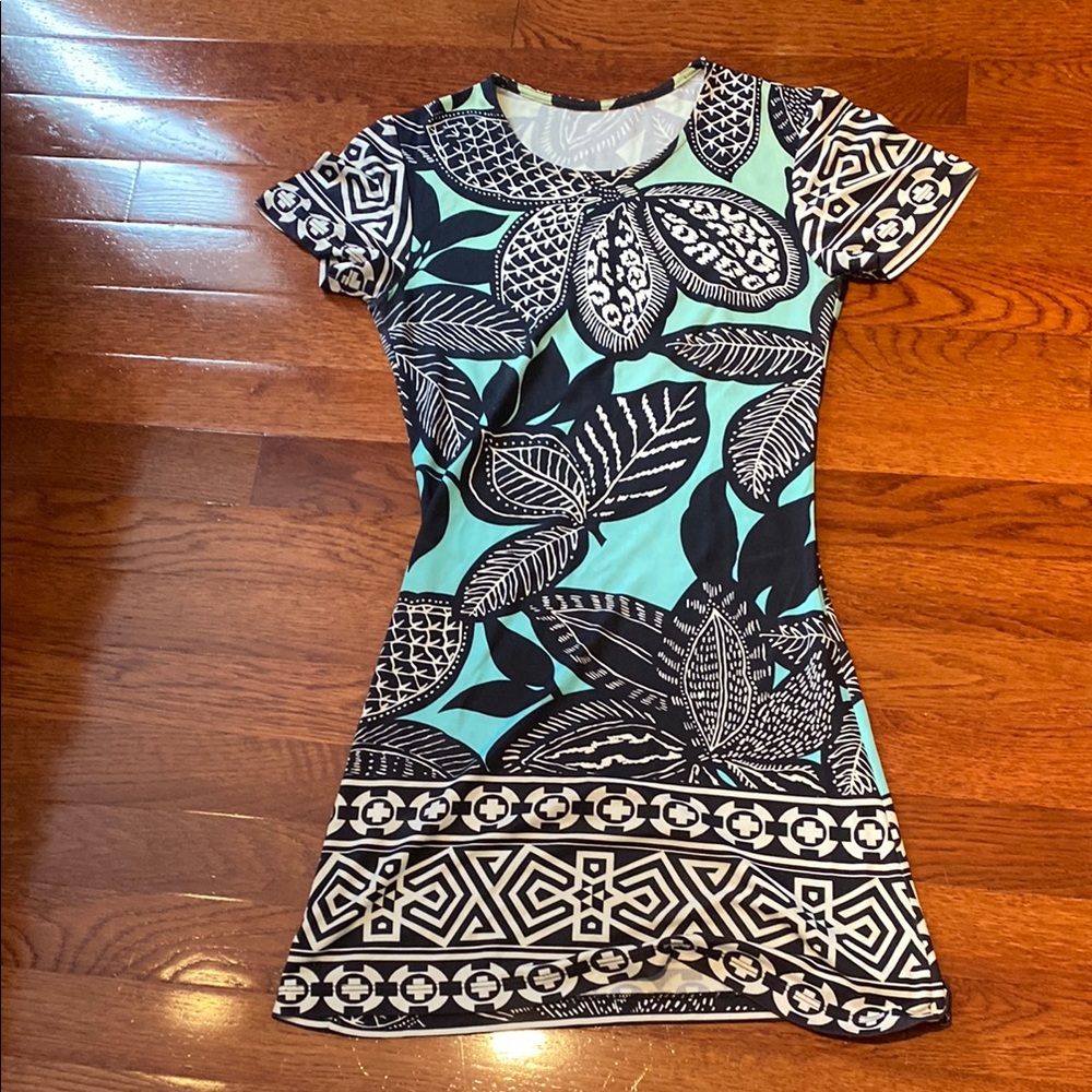 Matthew Williamson Blue Green Sheath 100 percent silk Dress